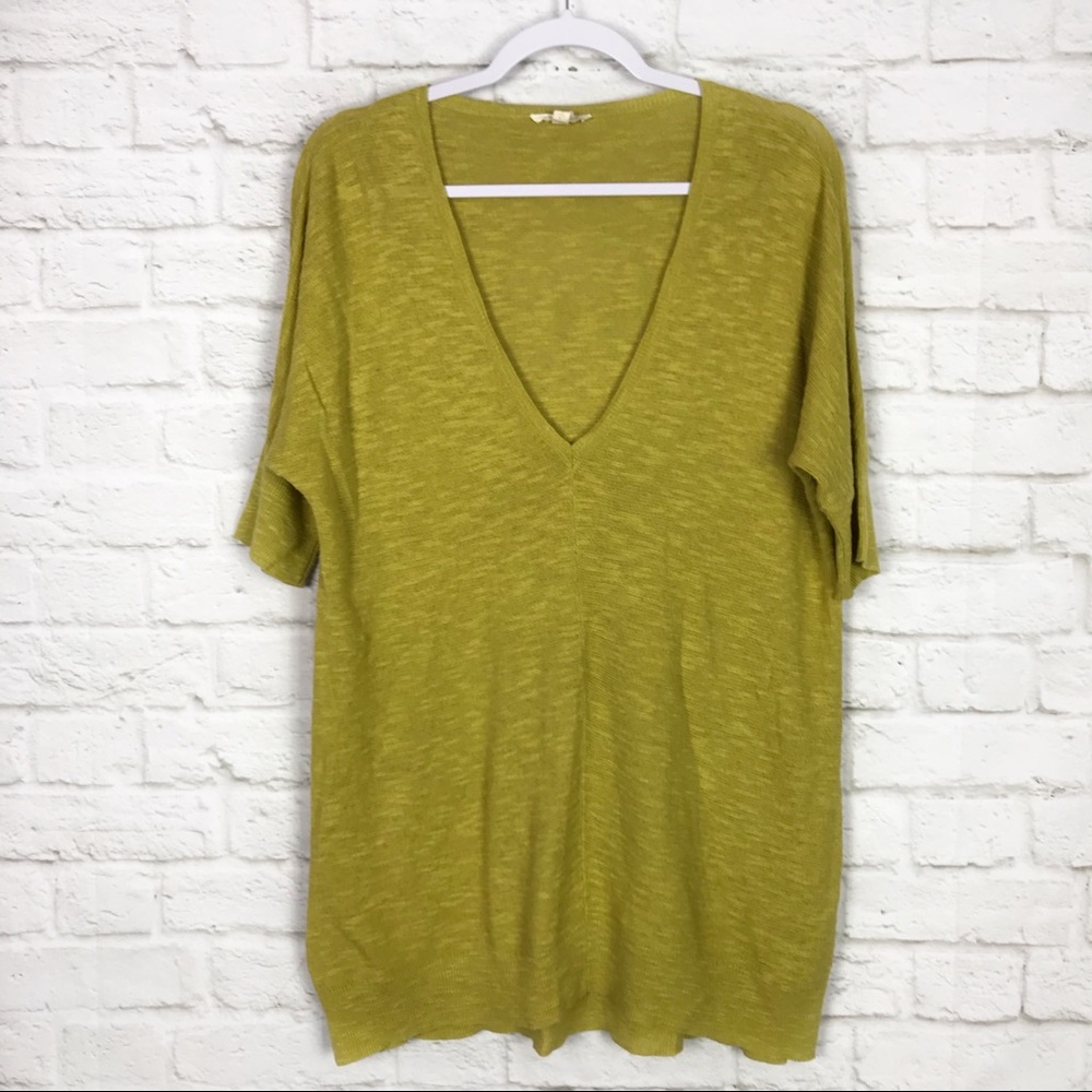 Eileen Fisher Slub Linen VNeck Dolman Sleeve Top S